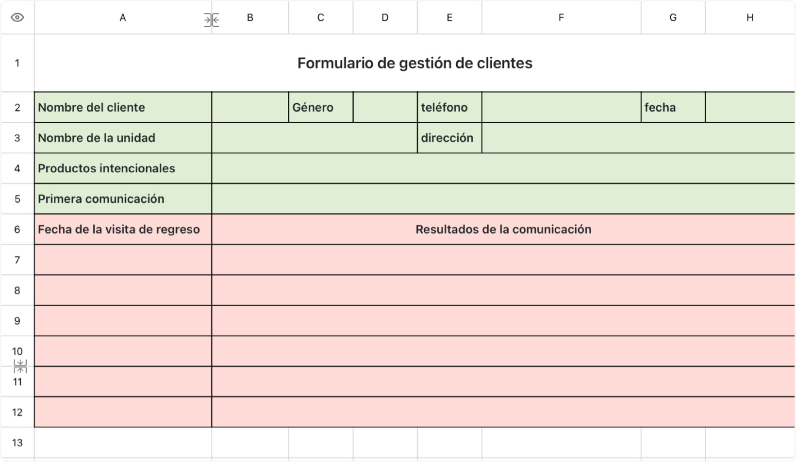 Formulario de gestión de clientes